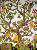 Tree of Life Tab Top Curtain Drape Panel Cotton 44" x 88" White
