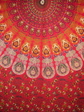 Sanganeer Mandala Tab Top Curtain Drape Panel Cotton 50" x 90" Red