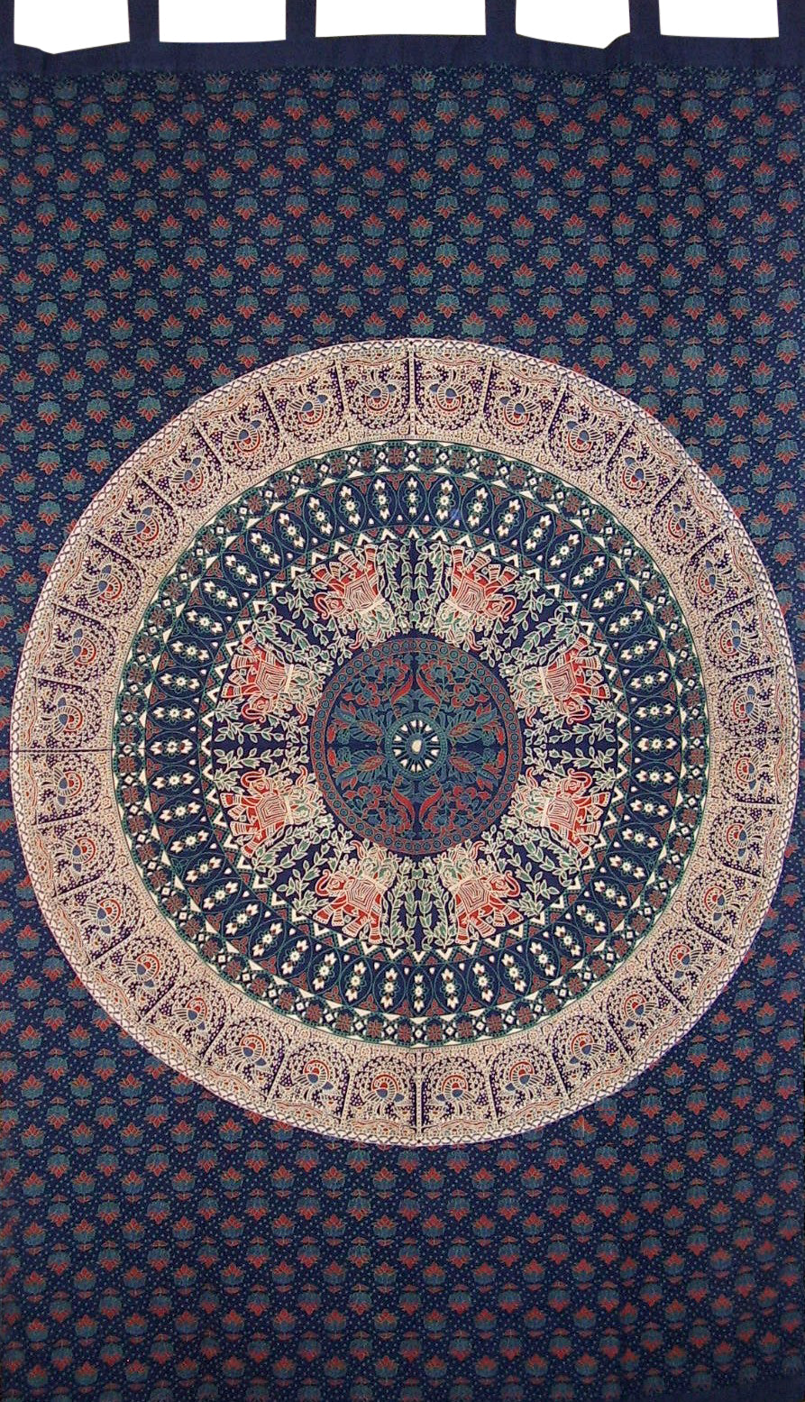 Rideau à passants Mandala en coton, 127 x 228 cm, bleu marine