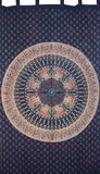 Mandala Tab Top Curtain Drape Panel Cotton 50" x 90" Navy Blue