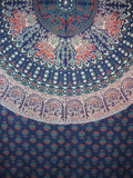 曼陀羅標籤頂部窗簾懸垂面板棉質 50 英寸 x 90 英寸海軍藍色