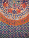 Mandala Tab Top Curtain Drape Panel Cotton 50" x 90" Navy Blue