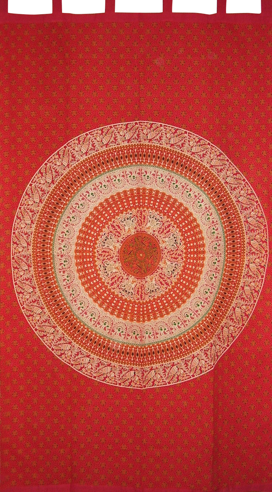 Mandala Tab Top verhoverhopaneeli puuvilla 50" x 90" punainen
