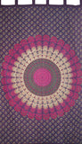 Sanganeer Mandala Tab Top Curtain Drape Panel Cotton 50" x 90" Eggplant