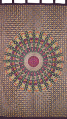 Mandala Tab Top Curtain Drape Panel Cotton 50" x 90" Eggplant