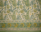 Rajasthan Paisley Block Print Curtain Drape Panel Cotton 46" x 88" Green