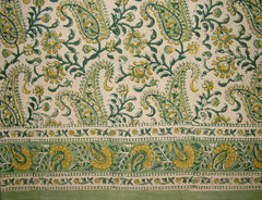 Rajasthan Paisley Block Print Curtain Drape Panel Cotton 46" x 88" Green