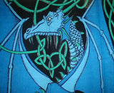 Celtic Dragon Tab Top Curtain Drape Panel Cotton 44" x 88" Blue