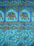 Paisley Elephants Tab Top Curtian Drape Panel Algodón 44" x 86" Turquesa