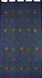 ผ้าม่าน drape panel ลายดอกทานตะวัน ผ้าฝ้าย 44" x 88" สีฟ้า
