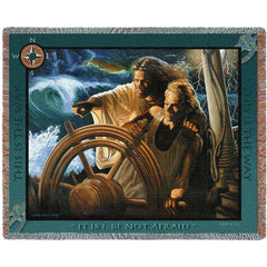 The Storm Pilot - It Is I Be Not Afraid - Scriptures - John 6:20 - Stephen Sawyer - Cotton Woven Tapestry Throw Blanket with Fringe Cotton USA 72x54