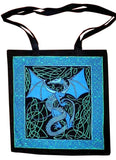 Celtic Dragon Tote Bag Cotton 16 x 17 Blue