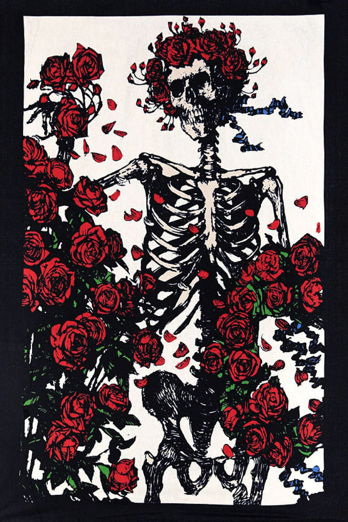 3-D Grateful Dead Skeleton & Roses Mini Tapestry 30" x45" with FREE 3-D Glasses