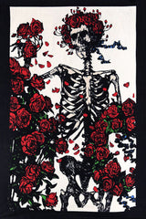 3-D Grateful Dead Skeleton & Roses Mini Tapestry 30" x45" with FREE 3-D Glasses