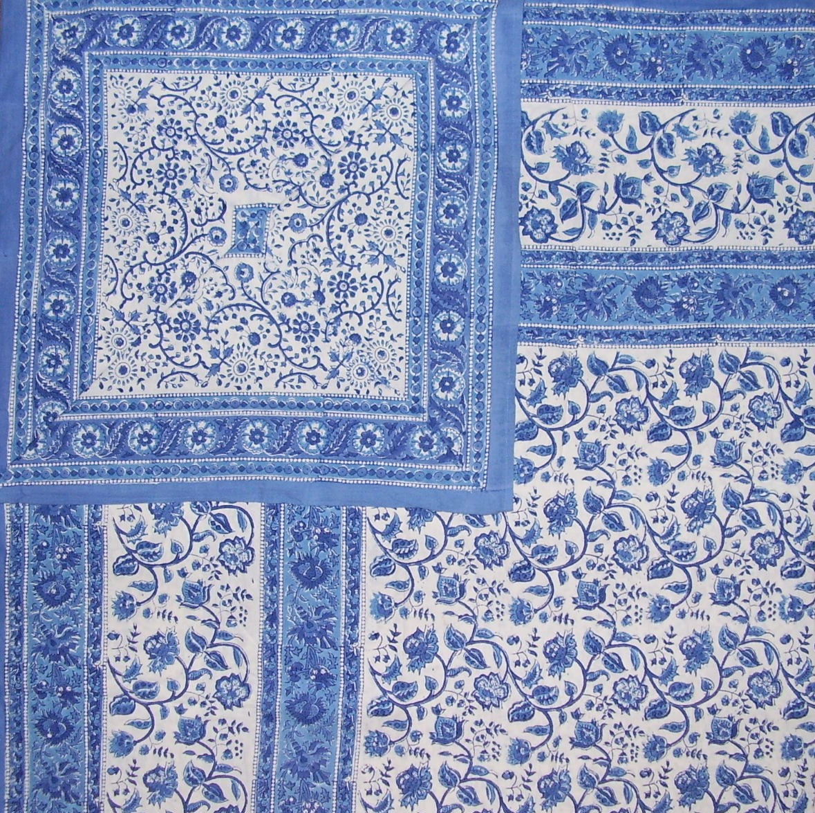 Copripiumino reversibile in cotone con stampa a blocchi Rajasthan, 92 x 88 pollici, per letto queen-size