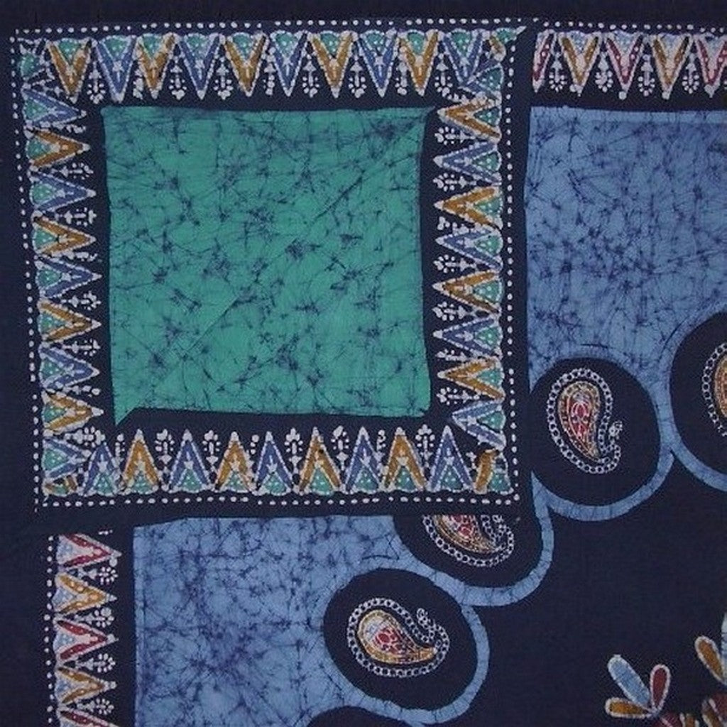 Autentyczna dwustronna poszewka na kołdrę z batiku, bawełniana 92 ​​x 88 cali, pasuje do pełnej królowej
