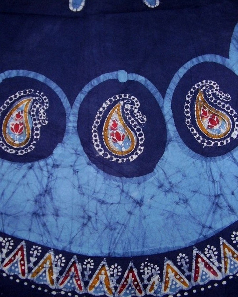 Batikovaný kulatý bavlněný ubrus 72" modrý