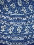 Block Print Round Cotton Tablecloth 72" Indigo Blue