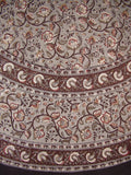 Block Print Floral Round Cotton Tablecloth 72" Gray