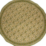 Block Print Rajasthan Paisley Round Cotton Tablecloth 72" Green