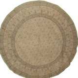 Daisy Chain Block Print Round Cotton Tablecloth  72" Green