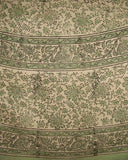 Daisy Chain Block Print Round Cotton Tablecloth  72" Green