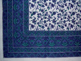 Fleur De Lis Cotton Tablecloth 90" x 60" Blue