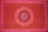 Sanganeer Katoenen tafelkleed met blokprint 90 x 60 inch rood