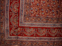 Veggie Dye Block Print Cotton Tablecloth 90" x 60" Red