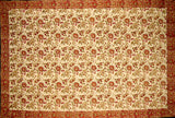 जयपुर ब्लॉक प्रिंट सूती मेज़पोश 90" x 60" शरद ऋतु रंग