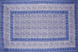Mantel de algodón con estampado de bloques Rajasthan, 100 x 70 pulgadas, azul