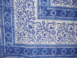 拉賈斯坦邦版畫棉質桌布 100 英吋 x 70 英吋藍色