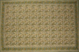 Block Print Rajasthan Paisley Cotton Tablecloth 90" x 60" Green