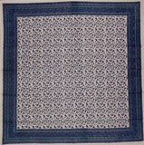 Fleur De Lis Square Cotton Tablecloth 60" x 60" Blue