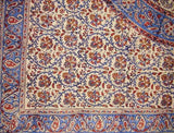 Quadratische Tischdecke aus Baumwolle mit Blockdruck von Kalamkari, 152,4 x 152,4 cm, mehrfarbig