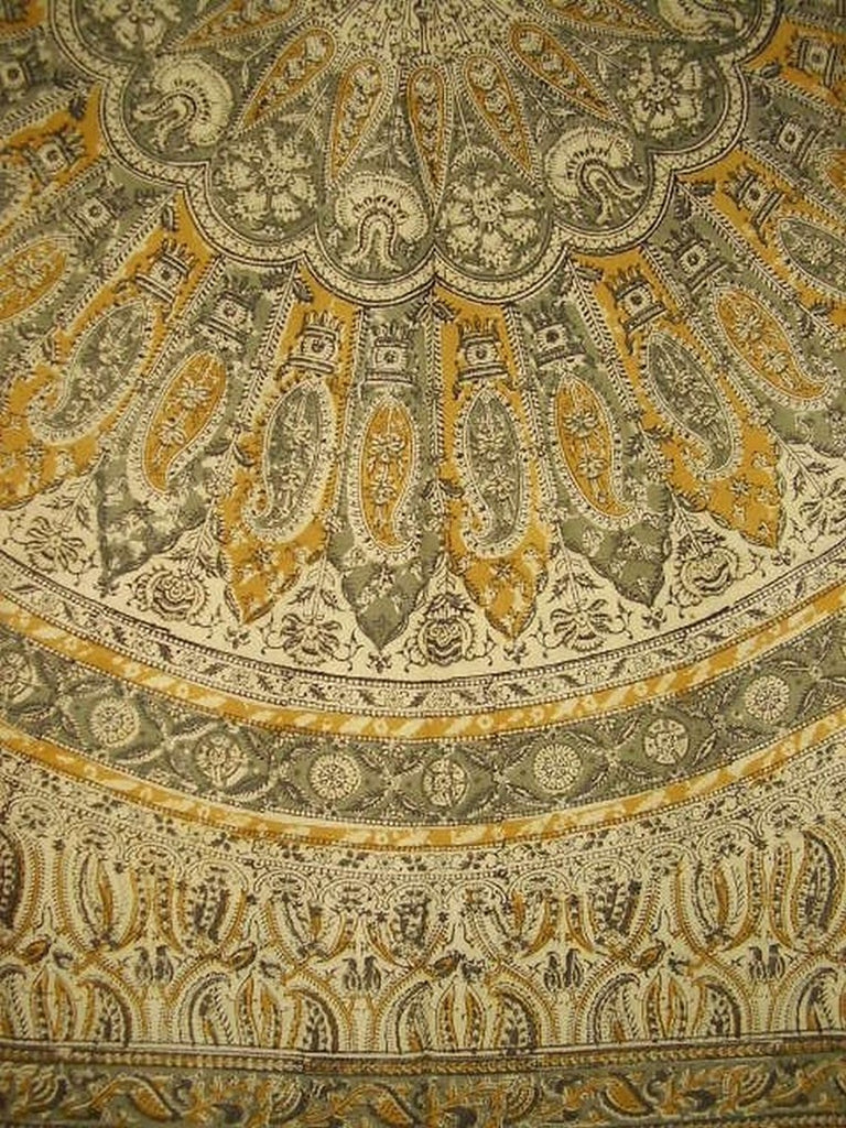 Veggie Dye Block Print Square Cotton Tablecloth 60" x 60" Olive Green