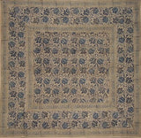 Quadratische Baumwolltischdecke mit Veggie-Dye-Blockdruck, 152,4 x 152,4 cm, Blau