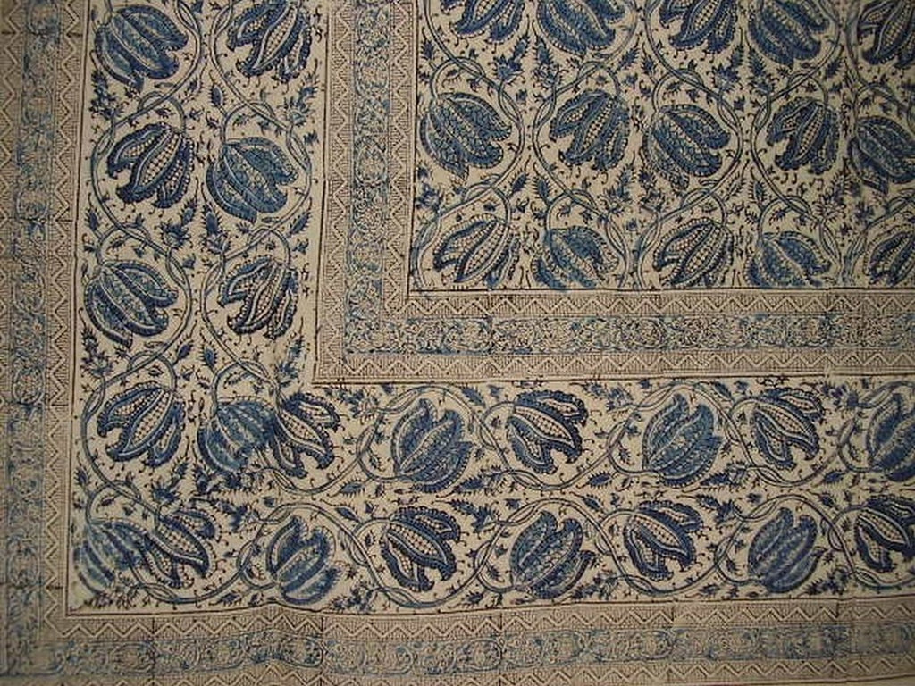 Kwadratowy obrus bawełniany z nadrukiem wegetariańskim 60 x 60 cali, niebieski