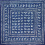 Block Print Square Cotton Tablecloth 58" x 58" Indigo Blue