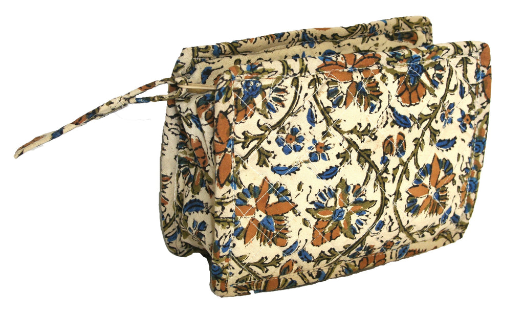 Block Printed Cotton Quilted Kalamkari Clutch Bag 9 x 7