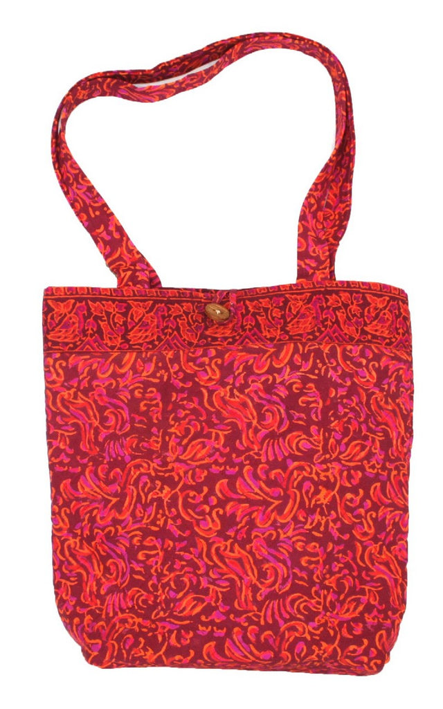 Block Printed Cotton Quilted Sanganeer Structured Tote Bag 14 x 14