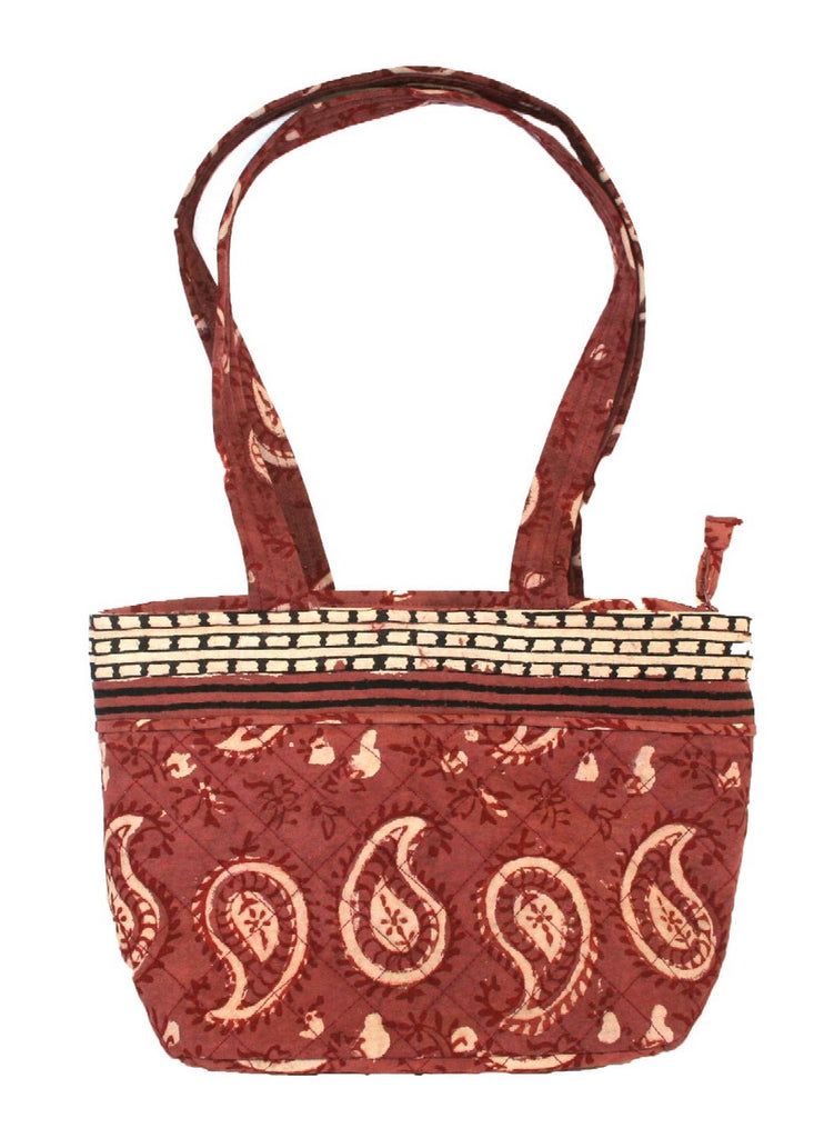 Block Printed Cotton Quilted Dabu Handbag 13 x 9