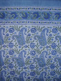 Rajasthan Paisley Block Print Gardin Drape Panel Bomuld 46" x 88" Blå