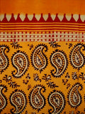 Block Print Paisley Curtain Drape Panel Cotton  46" x 88" Saffron