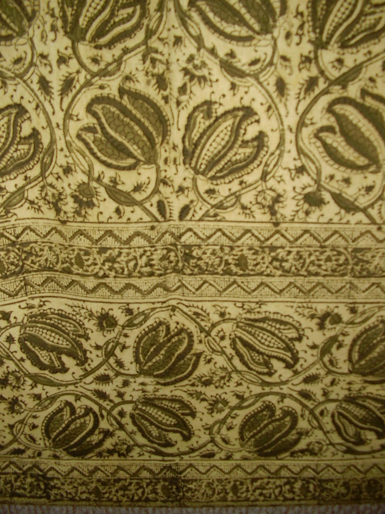 Veggie Dye Block Print Závěsový panel Bavlna 46" x 84" Olivově zelená