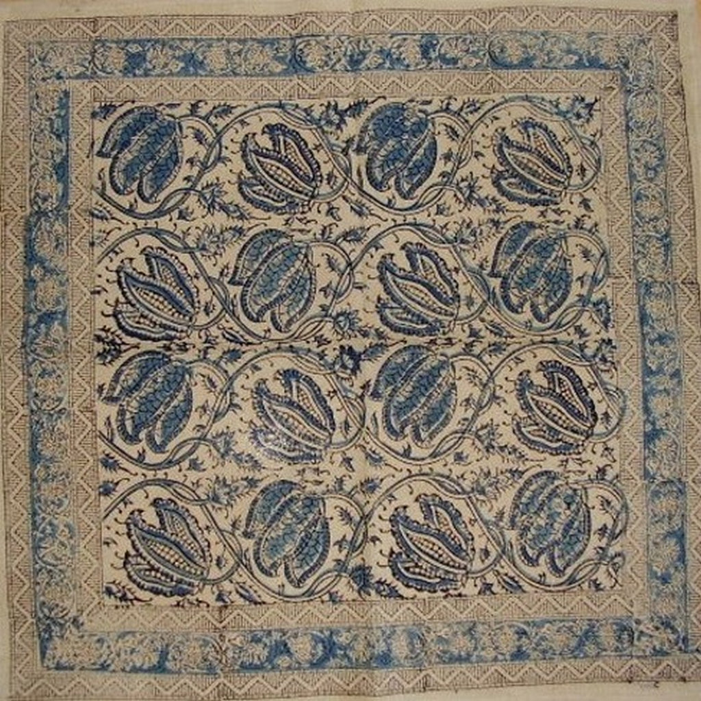 Veggie Dye Block Print Cotton Table Napkin 18" x 18" Blue