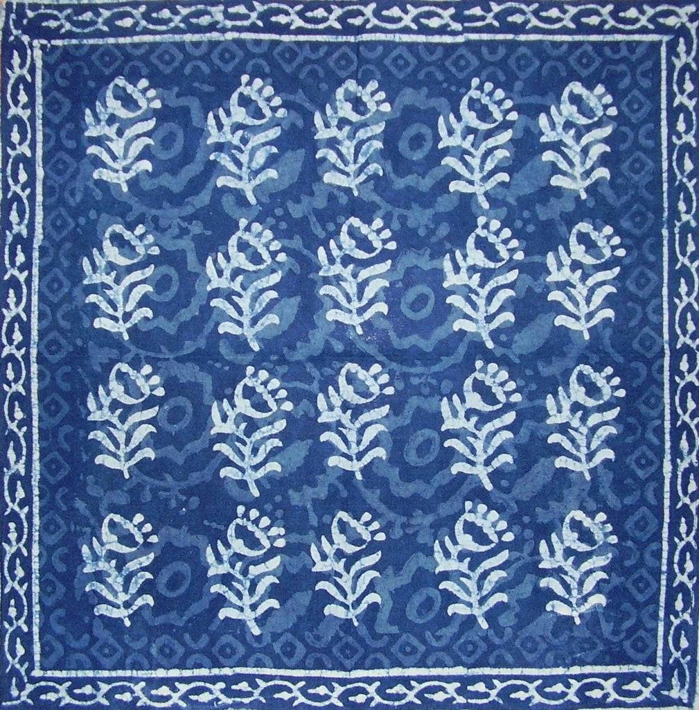 Dabu Block Print Cotton Table Napkin 18" x 18" Indigo Blue