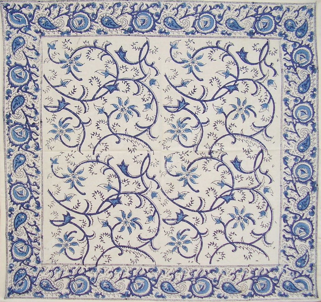 Rajasthan Vine Block Print katoenen tafelservet 20 x 20 inch blauw