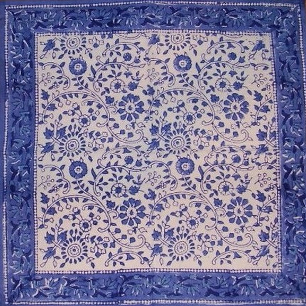Rajasthan Block Print medvilninė stalo servetėlė 18" x 18" mėlyna