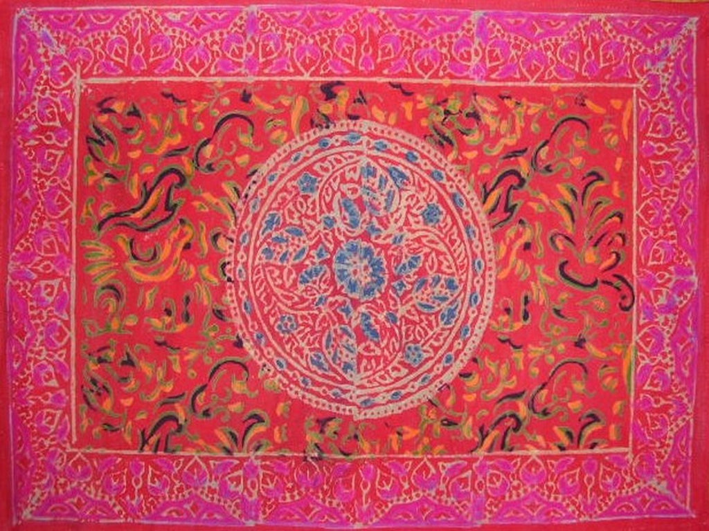 مفرش طاولة من القطن بطباعة كتلة من سانجانير، مقاس 48.26 سم × 33.02 سم، أحمر